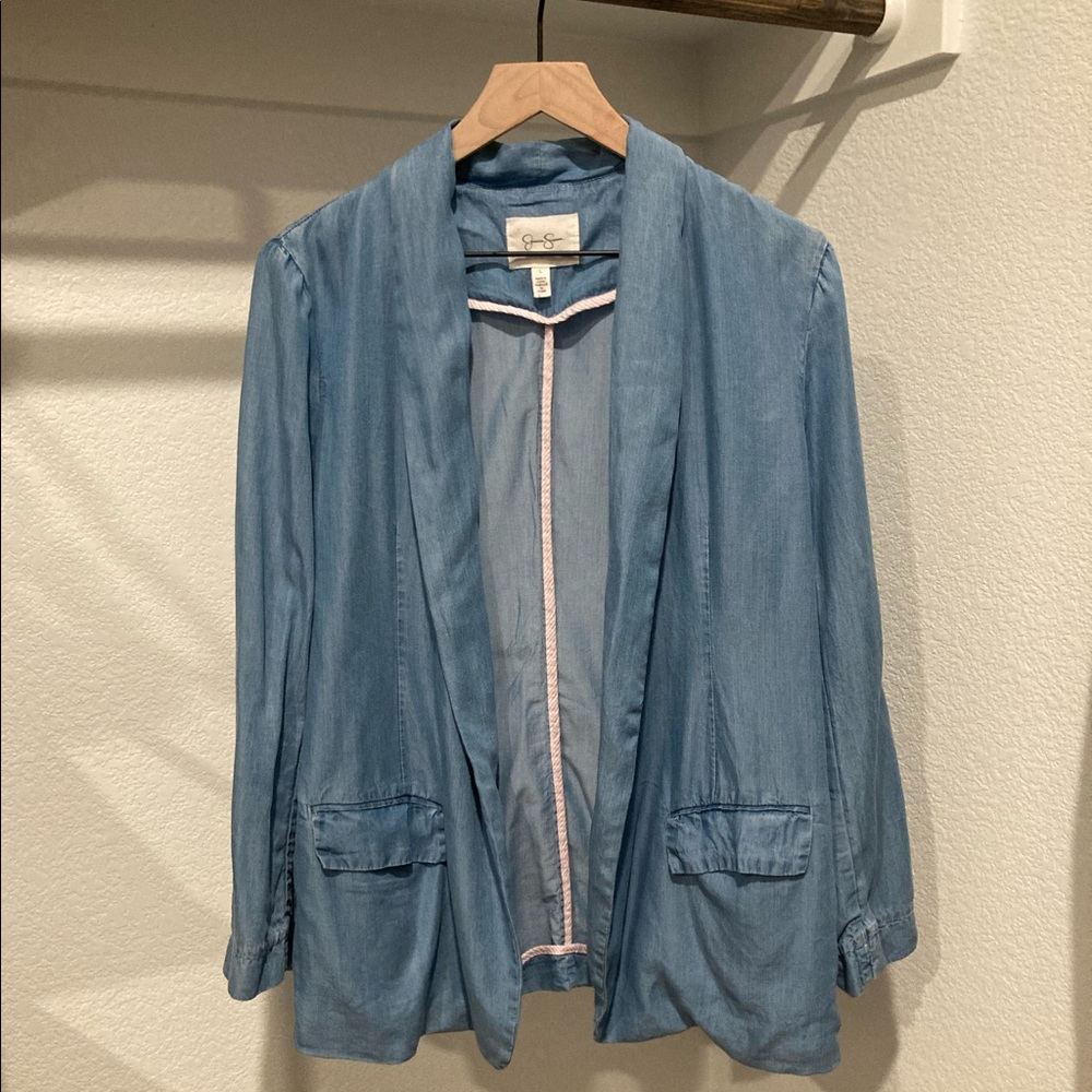 Jessica Simpson Chambray Open Cardigan